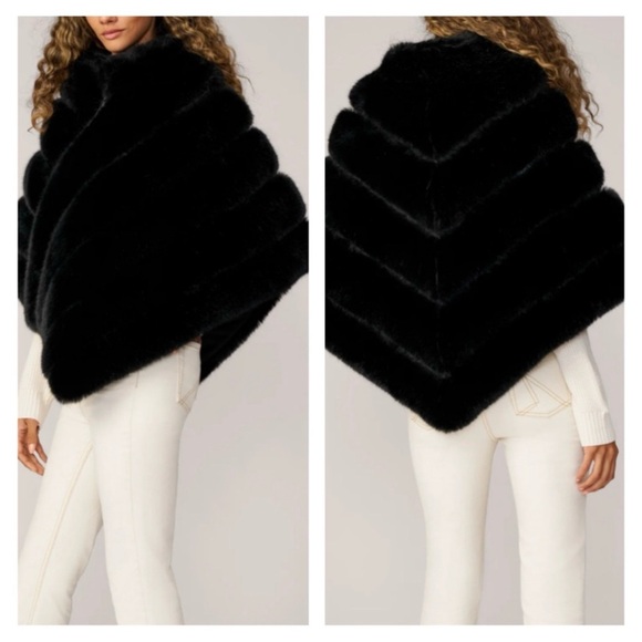 Adrienne Landau Jackets & Blazers - NWT Adrienne Landau Jet Black Faux Fur Evening Cape S/M NEW